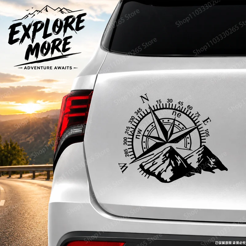 Outdoor Adventure Rv - Outdoor Adventure Mountain Compass Auto Decal,
