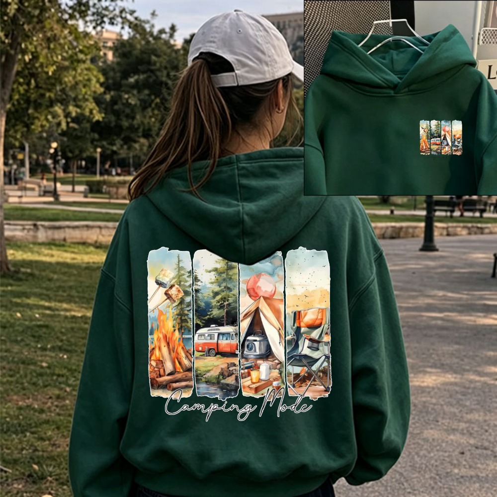 Outdoor Adventure Rv - Women Camping Mode Watercolor Campfire Tent