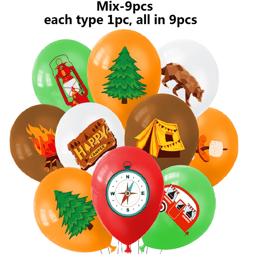 Outdoor Adventure Hiking - 9pcs Happy Camping Balloon, Outdoor Adventure