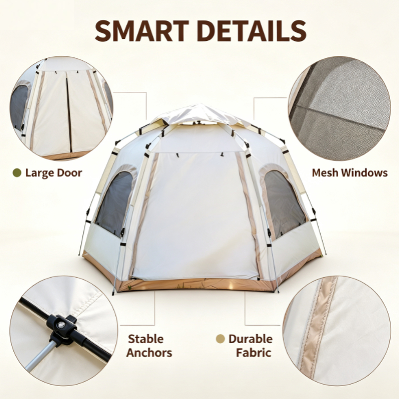 White Hexagonal Pop-Up Camping - đánh giá và giá Outdoor Adventure Uva