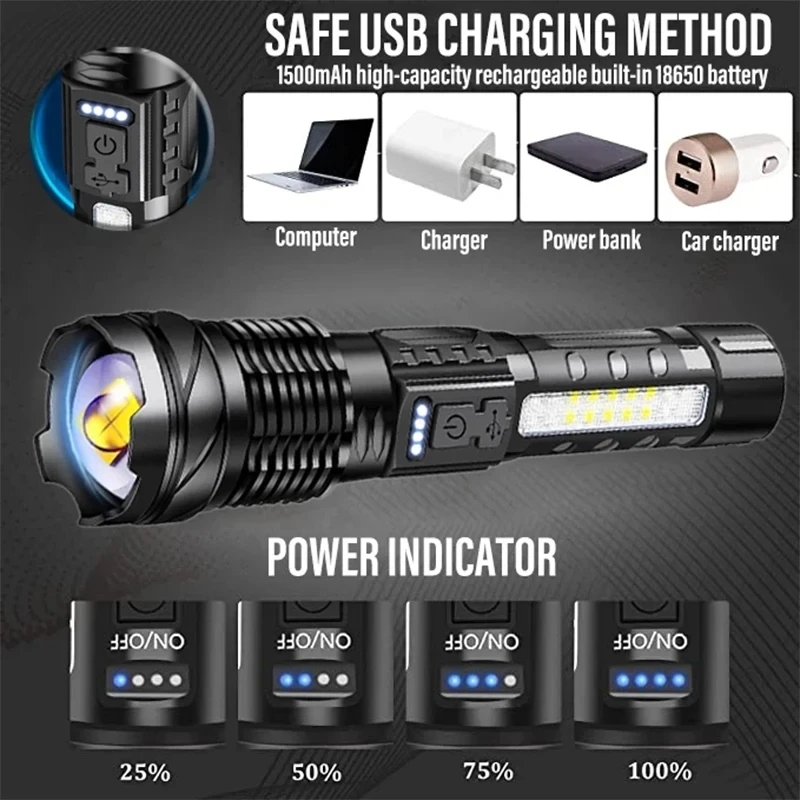 Powerful XHP50 LED Flashlight  - đánh giá và giá Outdoor Adventure Camp