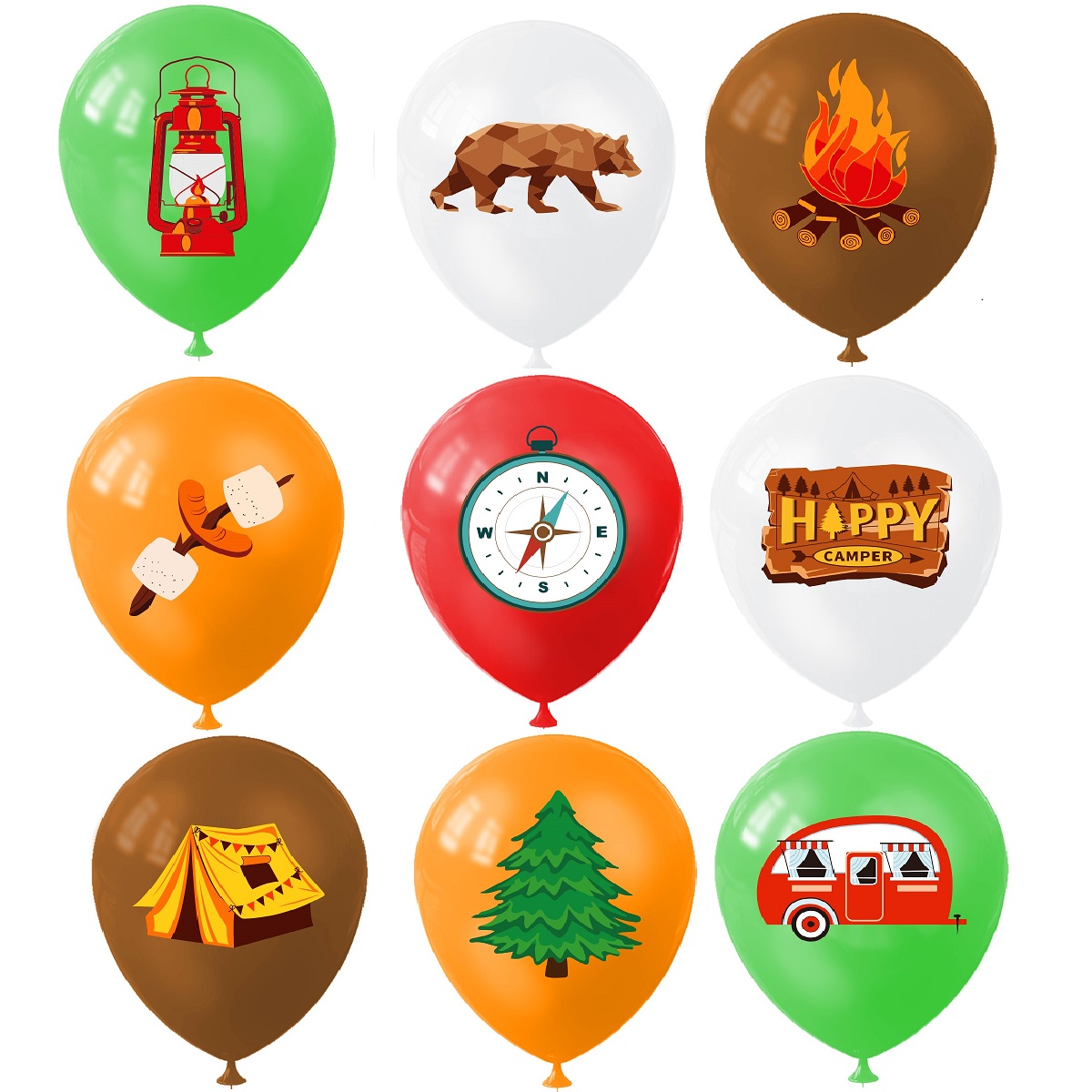 9pcs Happy Camping Balloon, Ou - đánh giá và giá Outdoor Adventure Hiking